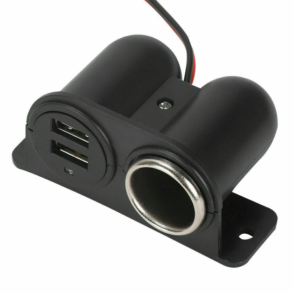 12V/24V Car Cigarette Lighter Socket Splitter Charger Power Adapter Two USB Port